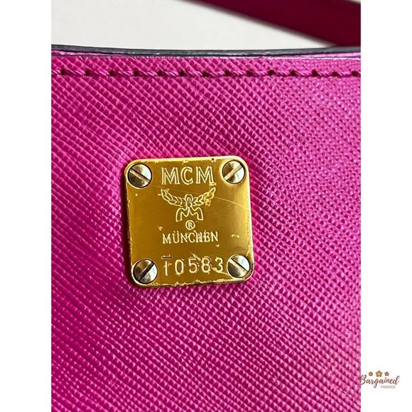 Authentic MCM Fuchsia Pink Saffiano Leather Small Shoulder/Crossbody Bag - Picture 2 of 13